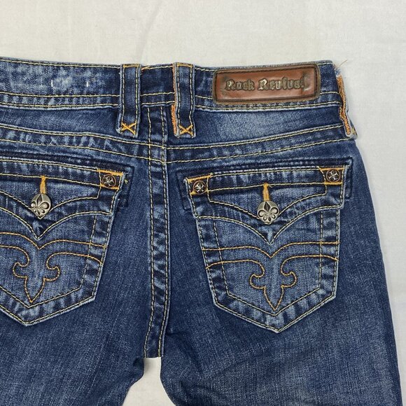 Low Rise Light Distress Jessica Straight Faded Denim Jeans 25 Rock Revival - Picture 1 of 16